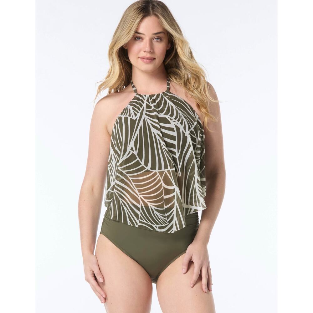 Coco Reef Palm Tankini Swimsuit Set 38C Top 2XL Bottom NWT $150 MSRP - Picture 2 of 14